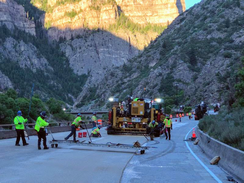 Crews working on paving operations in Glenwood Canyon detail image