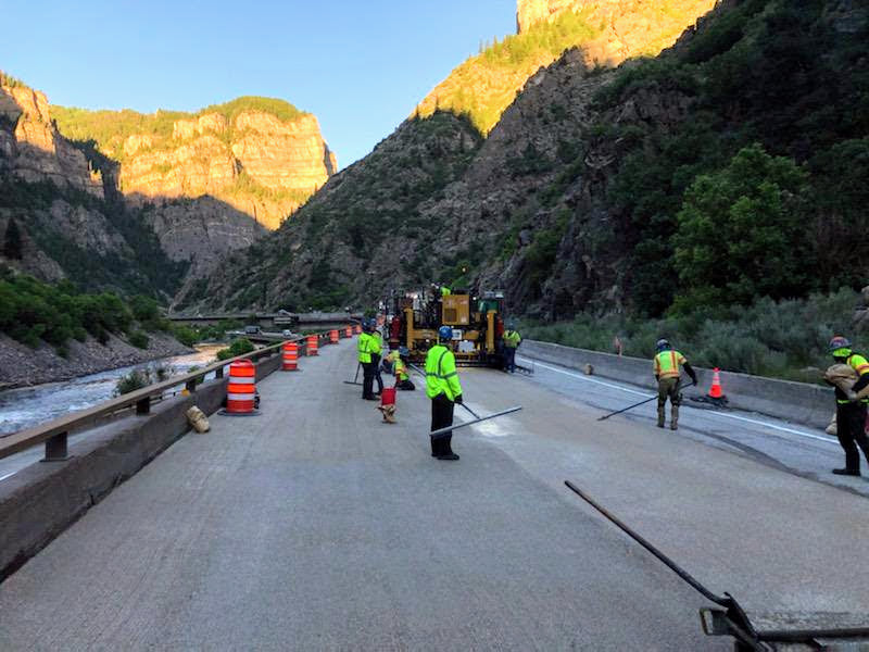 Crews working on paving operations in Glenwood Canyon on June 23 detail image
