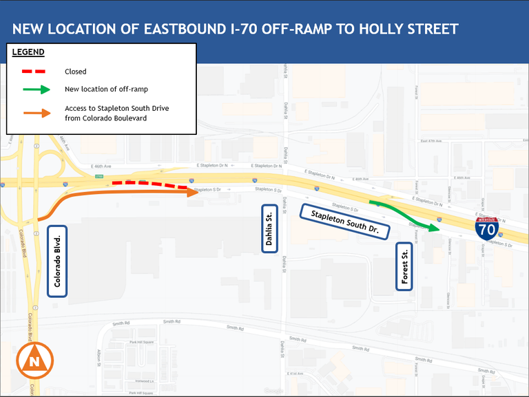 I-70 Closure at Holly Map