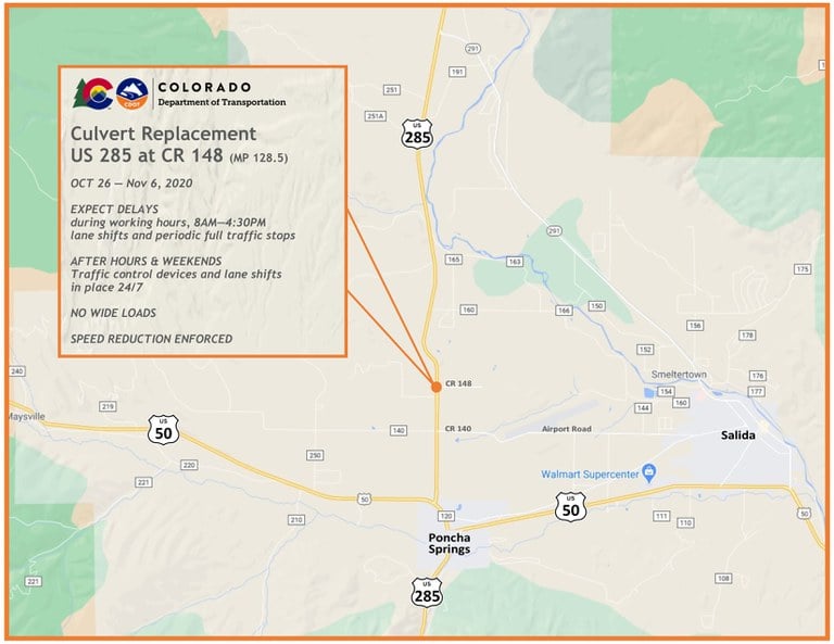 US 285 Culvert Replacement Map