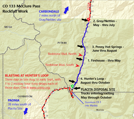 CO 133 McClure Pass Map