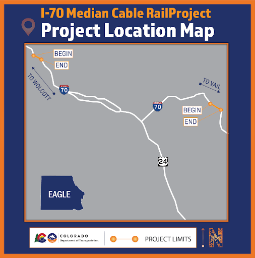 I-70 median cable rail project location map