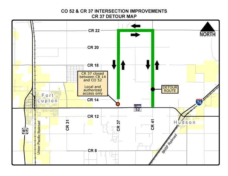 CO 52 and CR 37 north side detour map