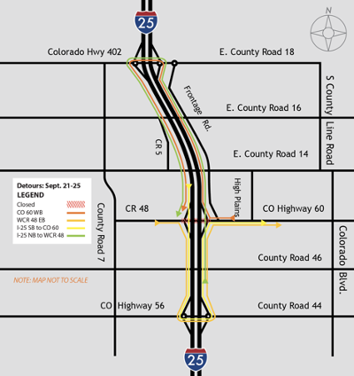 Sept. 21-25: Eastbound and westbound CO 60 bridges will be closed.
