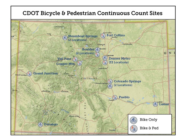 Bike and pedestrian counter map