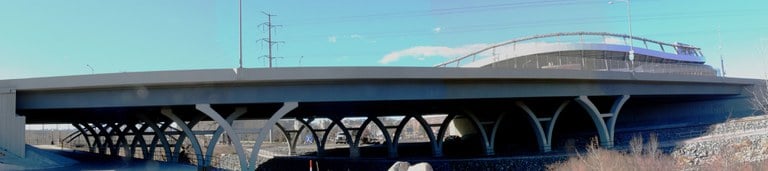 Concrete box girder bridge that carries I-25 over the South Platte River