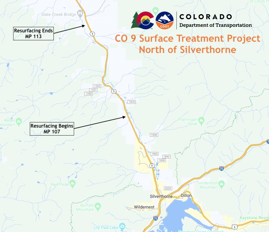 Map of CO 9 north of Silverthorne