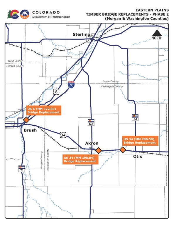 Eastern Plains Timber Bridge Replacements Phase 2 project map