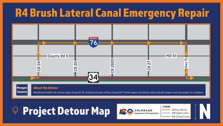Brush Lateral Canal Detour Map